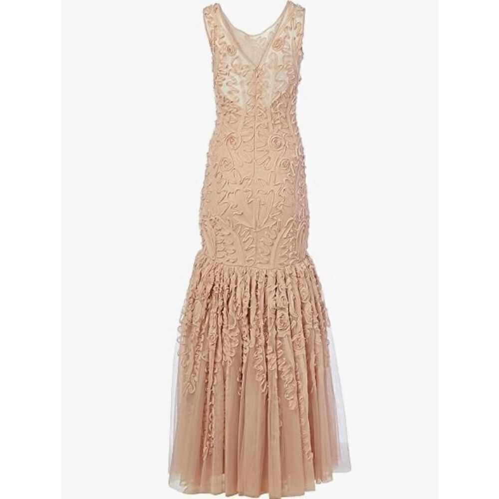 JS Collection Women's Embroidered Metallic Ribbon Gown - Picture 1 of 8